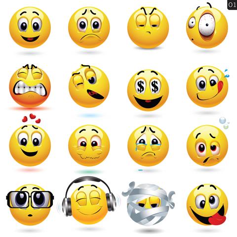Vector set of smiley icons with different face expression - AQR ...